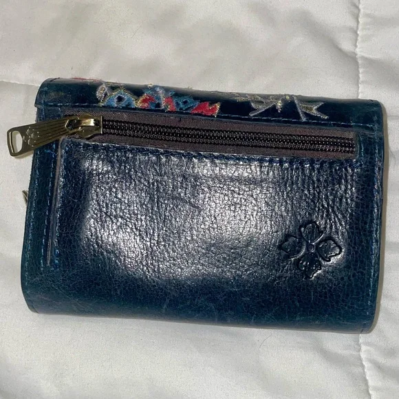 Patricia Nash Black Leather Satchel with Floral Embroidery and Matching Wallet - Picture 9 of 14